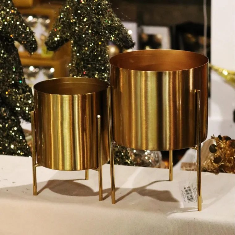 Osłonka Metalowa Na Trzech Nóżkach 17 cm - Złota