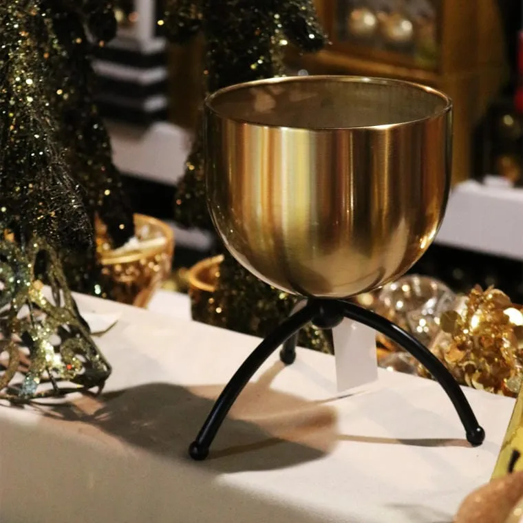 Osłonka Metalowa Na Trzech Nóżkach 20cm - Złota