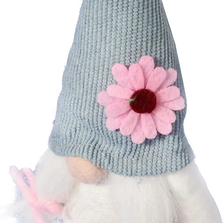 Wiosenny Skrzat Z Warkoczykami I Niebieską Czapeczką - Dekoracja Wielkanocna, 17 cm