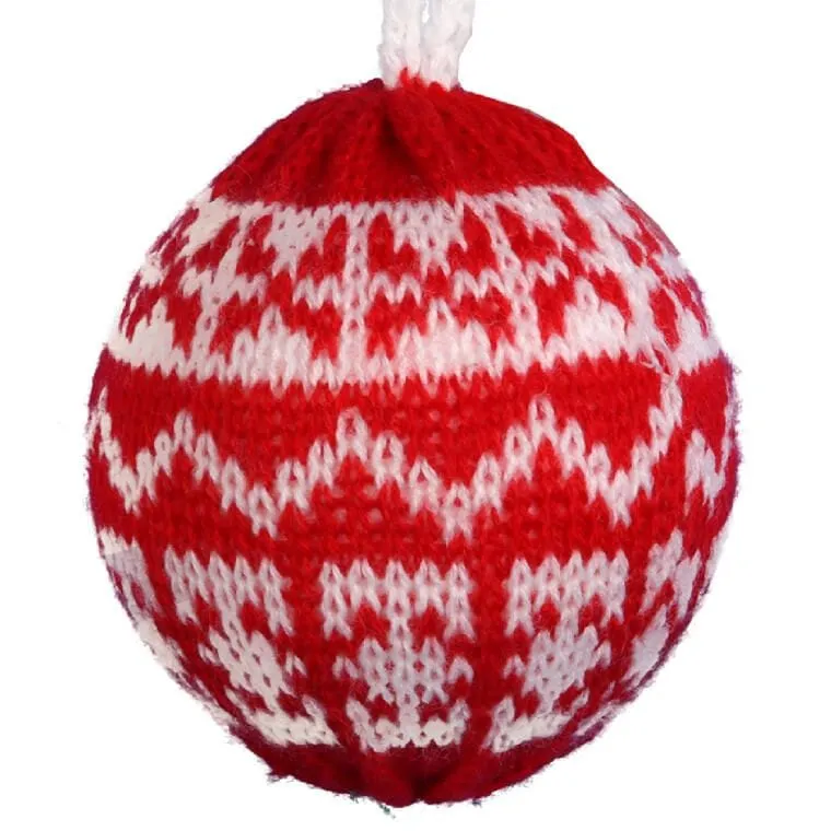 Ozdoba Bożonarodzeniowa Zawieszka Wełniana BOMBKA 8 cm - CZERWONA