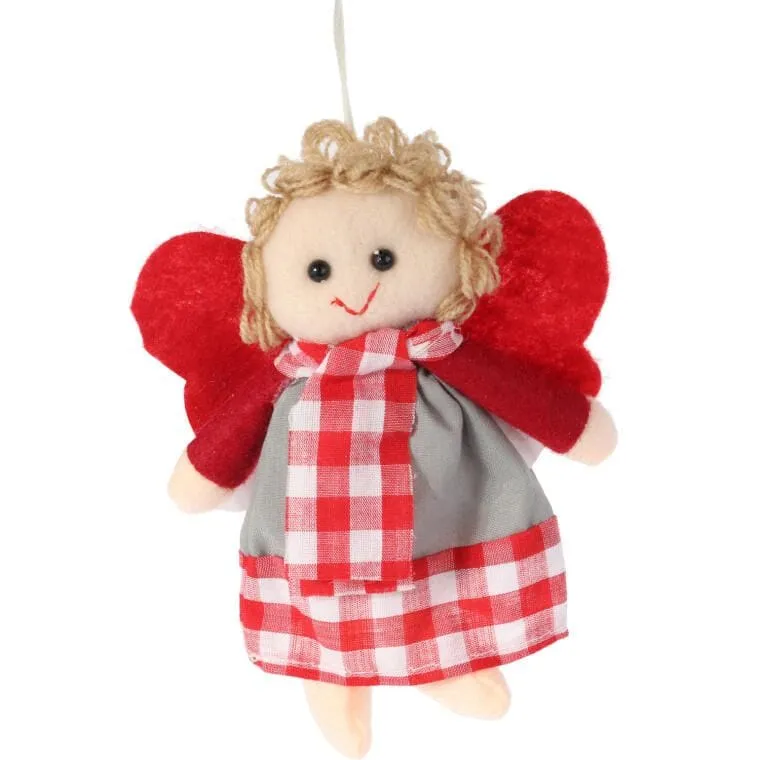Ozdoba Bożonarodzeniowa Zawieszka ANIOŁEK Z Materiału 15 cm - CZERWONA