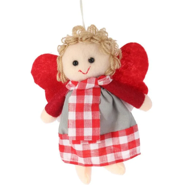 Ozdoba Bożonarodzeniowa Zawieszka ANIOŁEK Z Materiału 15 cm - CZERWONA