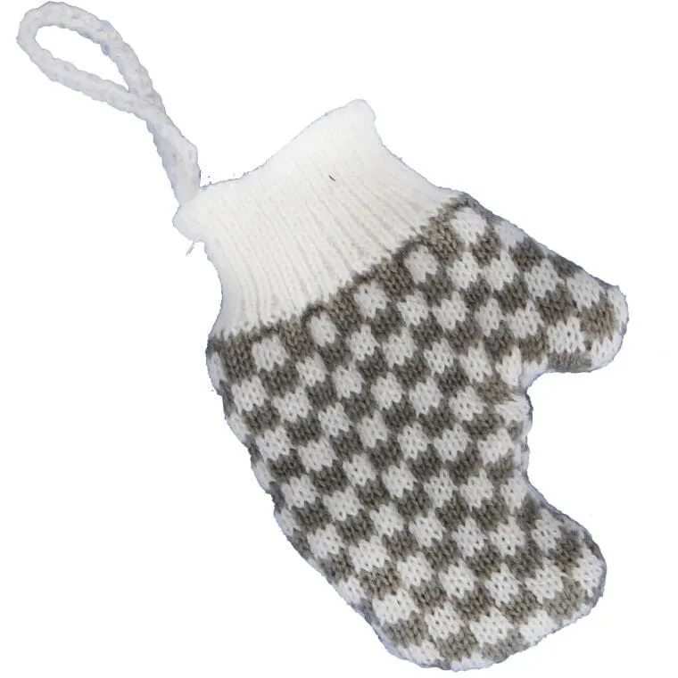 Ozdoba Bożonarodzeniowa Zawieszka RĘKAWICZKA Z Włóczki 12x9.5cm - SZARA