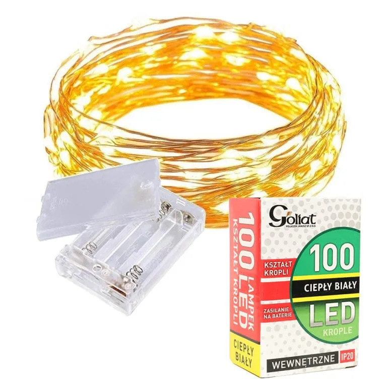 Girlanda Świąteczna Z 100 LED Łezkami, Na Baterie, Energooszczędna, Na Drucie Do Formowania - Biały