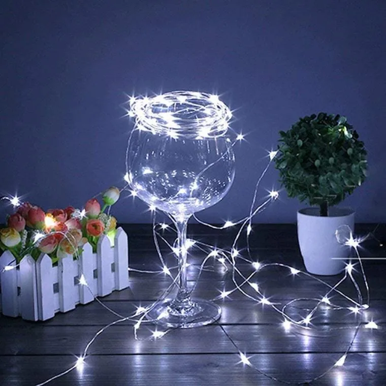 Girlanda LED Na Baterie, 100 Lamp Choinkowych W Kształcie Łezek, Energooszczędne - Biały