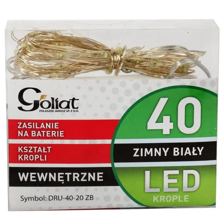 Lampki LED Giętkie Na Baterie - Biały Zimny - 40 Sztuk Na Drucie Dodatkowo Do Dekoracji Wnętrz