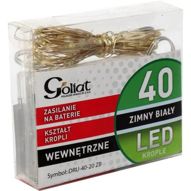 Lampki LED Giętkie Na Baterie - Biały Zimny - 40 Sztuk Na Drucie Dodatkowo Do Dekoracji Wnętrz