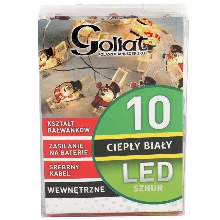 Lampki 10 LED Głowa Bałwanka Na Klamerkach