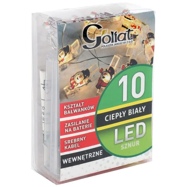 Lampki 10 LED Głowa Bałwanka Na Klamerkach
