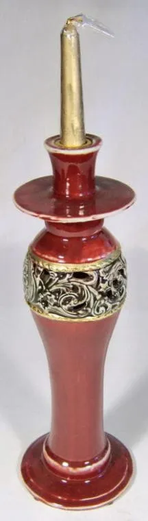 Świąteczny Ceramiczny Świecznik Bordo O Wysokości 34 cm I Średnicy 12 cm