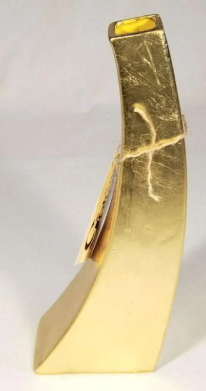 Wazonik Wykrzywiony W Kolorze Złotym Lekko Postarzany 32x12 cm