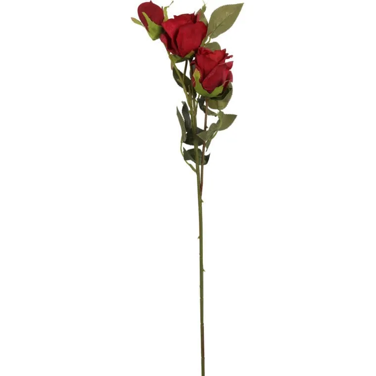 Gałązka 3 Róż 65 cm Kolor - Czerwony