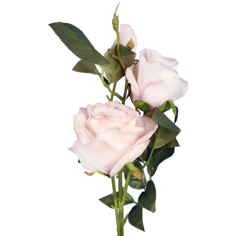 Gałązka Dekoracyjna Z Trzema Sztucznymi Różami Jasnoróżowymi, 65 cm