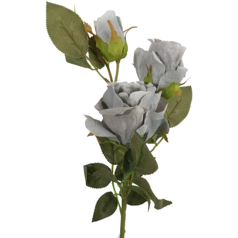 Sztuczne Róże Na Gałązce W Kolorze Szarym - Dekoracja Wnętrz 65 cm