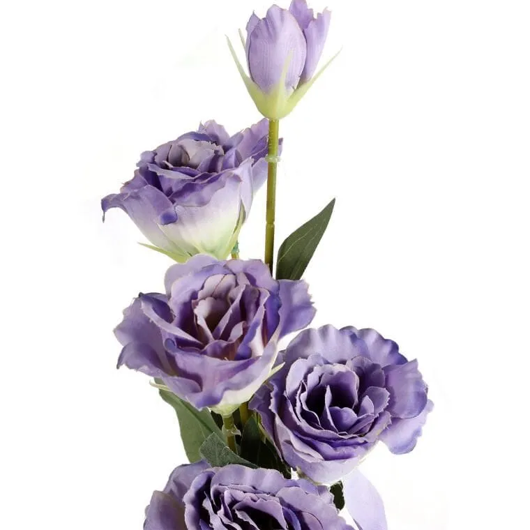 Eustoma Fioletowa - Gałązka Dekoracyjna Z 6 Kwiatami O Realistycznym Wyglądzie