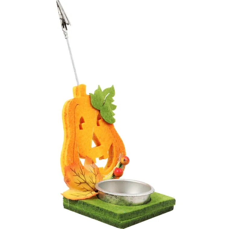 Świecznik Tealight W Kształcie Filcowej Dyni Z Klamrą