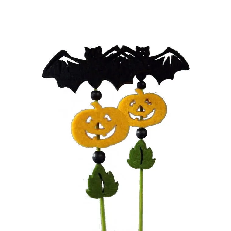 Czarne Filcowe Nietoperze Z Dyniami - Dekoracja Halloween