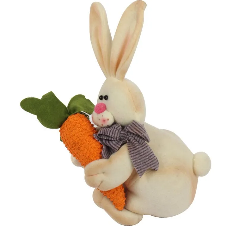 Pluszowy Zając Wielkanocny Z Marchewką 37cm - Stabilna Figurka Dekoracyjna
