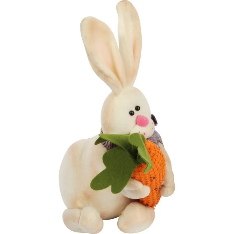 Pluszowy Zając Wielkanocny Z Marchewką 37cm - Stabilna Figurka Dekoracyjna