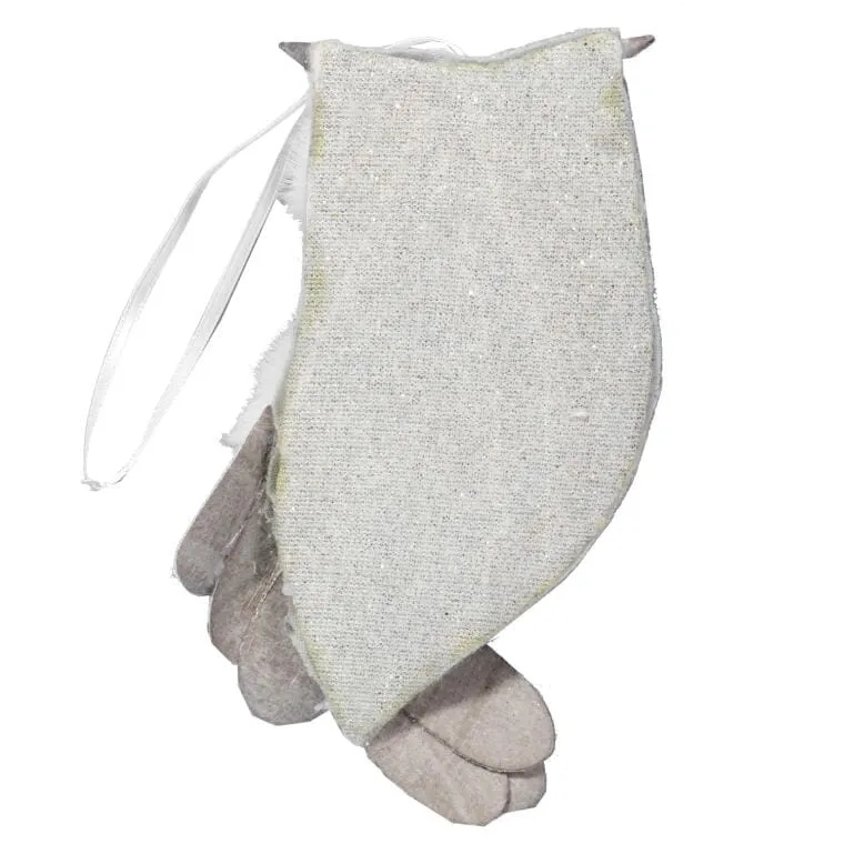 Zawieszka Świąteczna Welurowa Srebrzysta Sowa 17 cm
