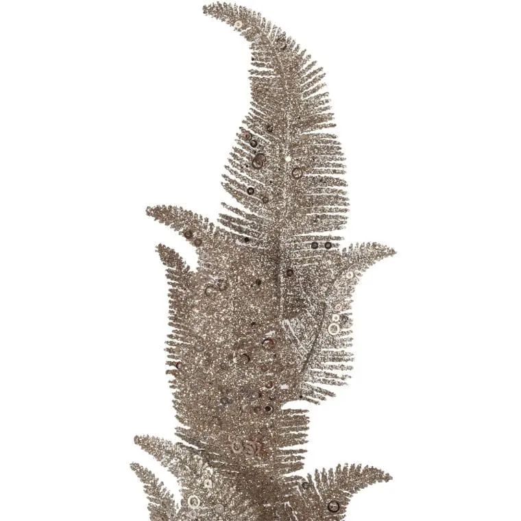 Efektowna Gałązka Paproci Z Brokatem I Cekinami, Kolor Szampana, 78 cm