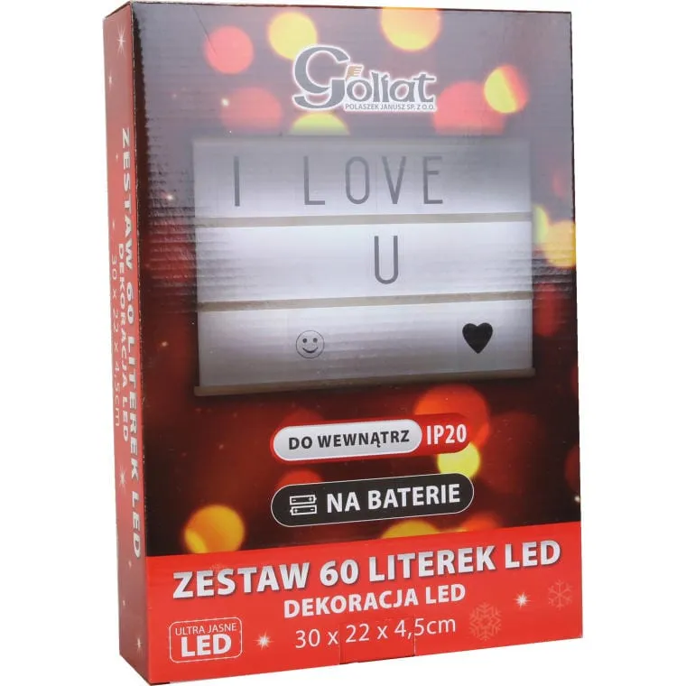 Dekoracja LED-Zestaw 60 Literek Na Baterie