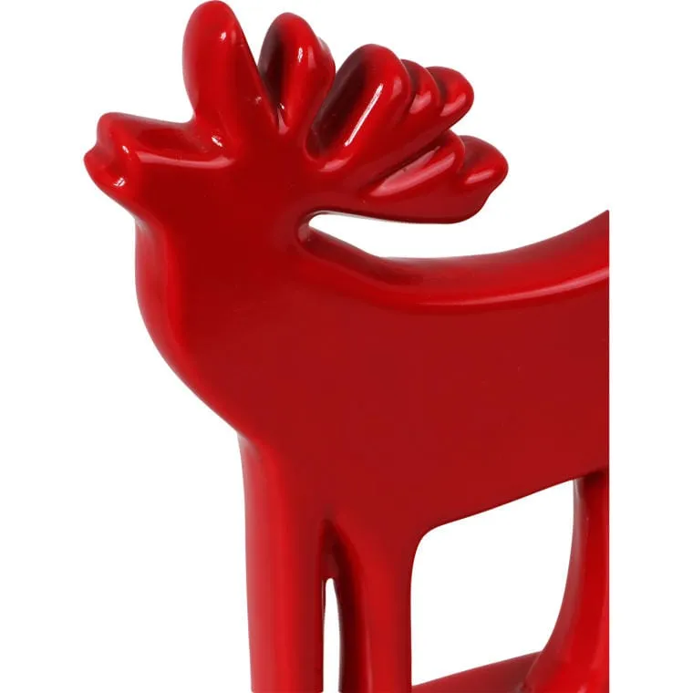 Świąteczna Figurka Renifera Ceramicznego W Kolorze Czerwonym