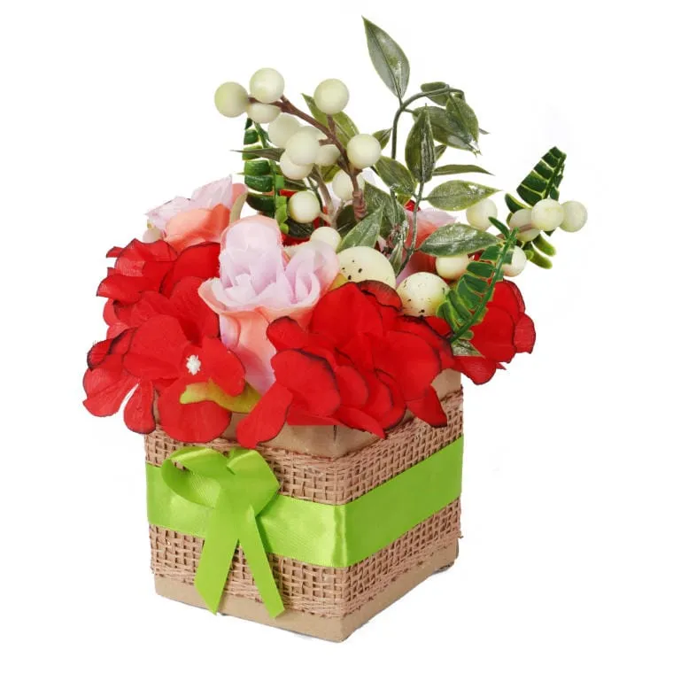 Stroik Wielkanocny Z JAJECZKAMI - Flower Box SELEDYNOWY18X12CM