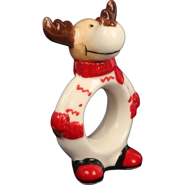 RENIFER CERAMICZNY FIGURKA ŚWIĄTECZNA SERWETNIK 10 cm Styl Skandynawski
