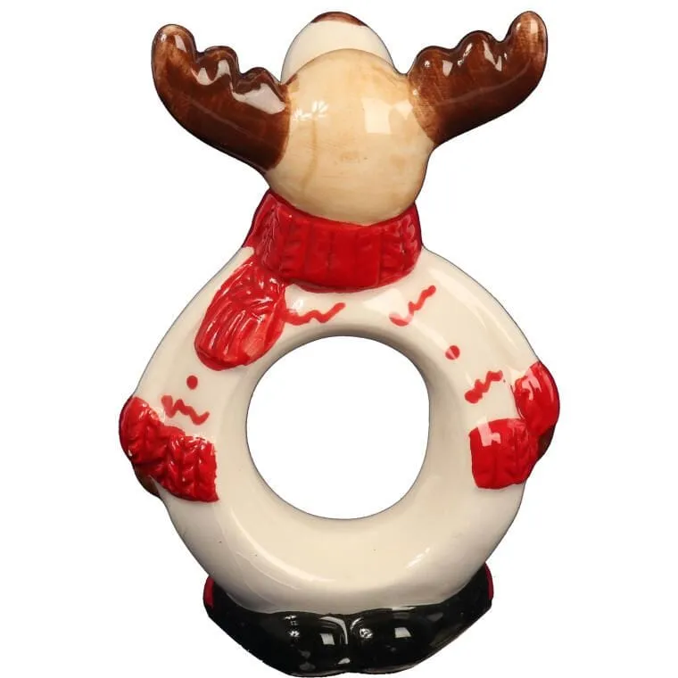 RENIFER CERAMICZNY FIGURKA ŚWIĄTECZNA SERWETNIK 10 cm Styl Skandynawski