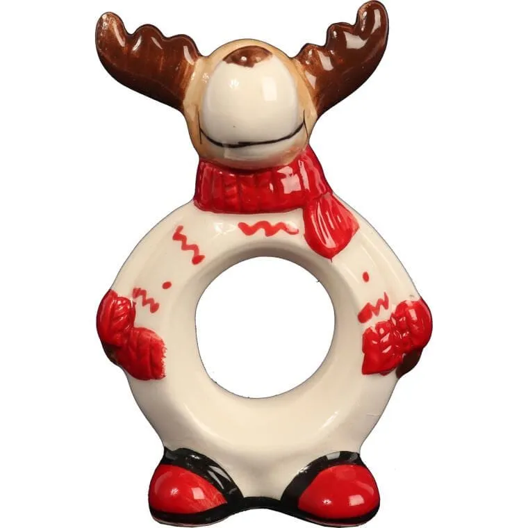 RENIFER CERAMICZNY FIGURKA ŚWIĄTECZNA SERWETNIK 10 cm Styl Skandynawski