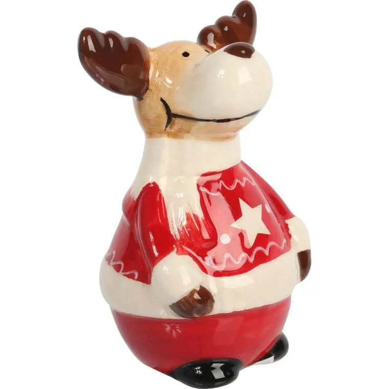 RENIFER CERAMICZNY FIGURKA ŚWIĄTECZNA 9 cm Styl Skandynawski
