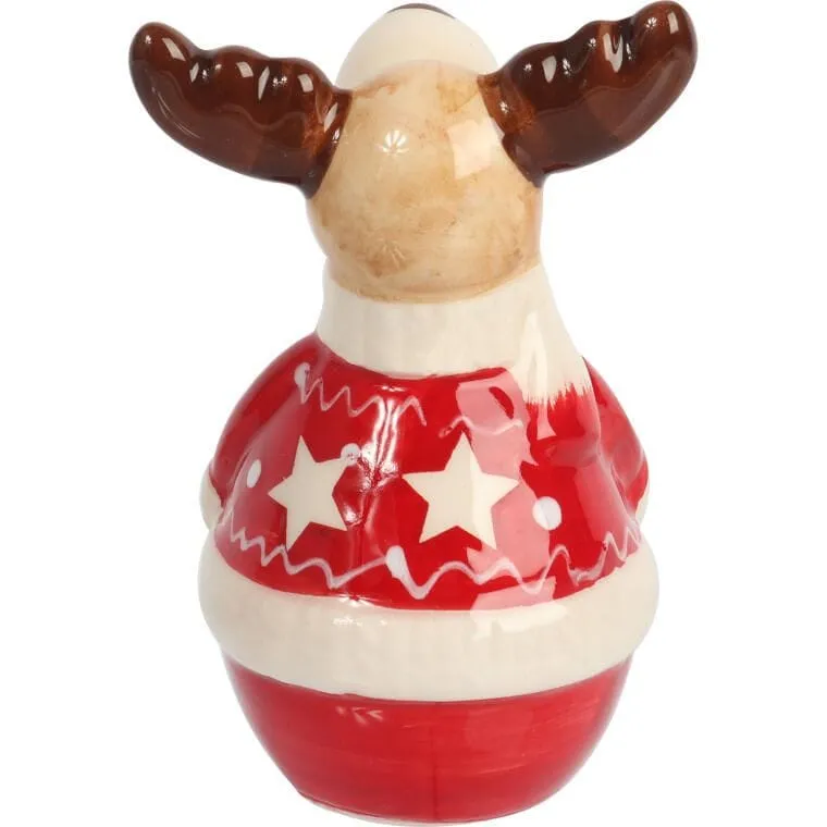 RENIFER CERAMICZNY FIGURKA ŚWIĄTECZNA 9 cm Styl Skandynawski