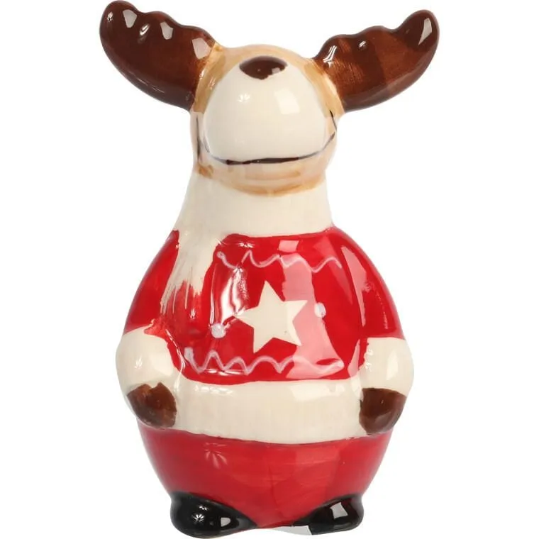 RENIFER CERAMICZNY FIGURKA ŚWIĄTECZNA 9 cm Styl Skandynawski