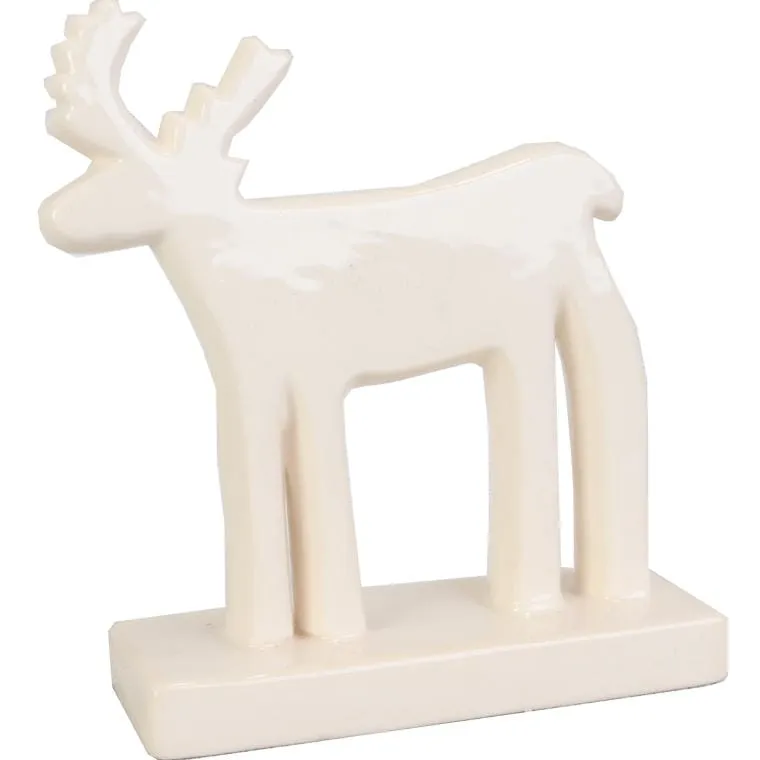 Ceramiczny Renifer Stojący Jako Ozdoba - Biały
