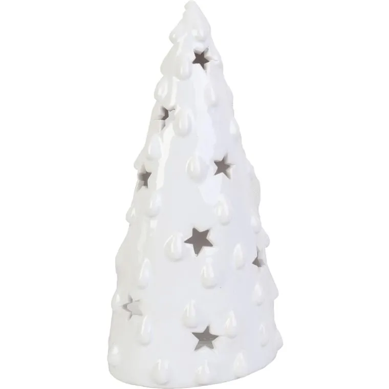 Lampion Ceramiczny Na Tealight Choinka - Biała
