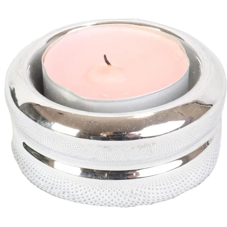 Świecznik Ceramiczny Na Świeczkę Tealight - Srebrny
