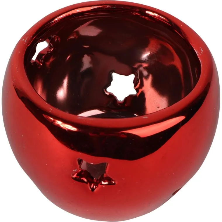 Lampion Ceramiczny Na Świeczkę Tealight Obły W Kolorze Czerwonym