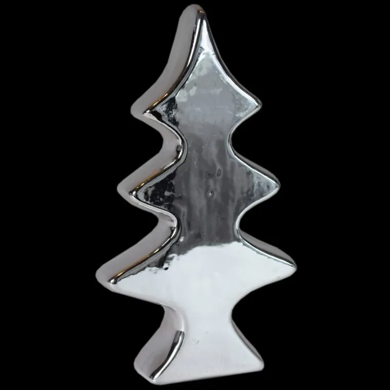 Choinka Ceramiczna Chromowana O Wysokości 22,5 cm - Srebrna