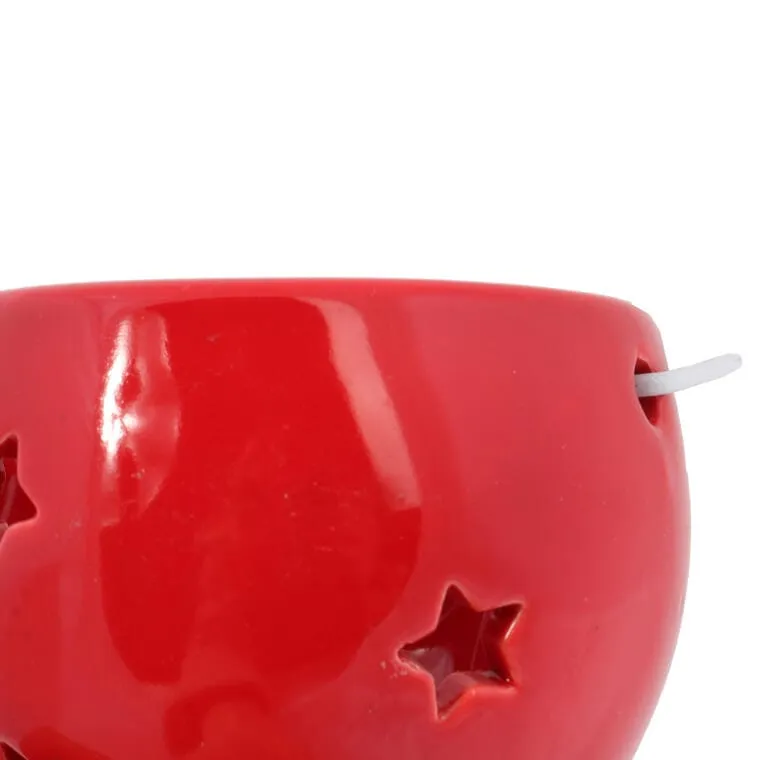 Lampion Ceramiczny Z Gwiazdkami - Czerwony