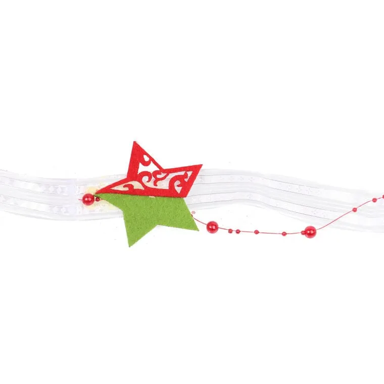 Girlanda Z Filcu W Kształcie Gwiazd Na Święta Bożego Narodzenia 110cm - Zielono-Czerwona