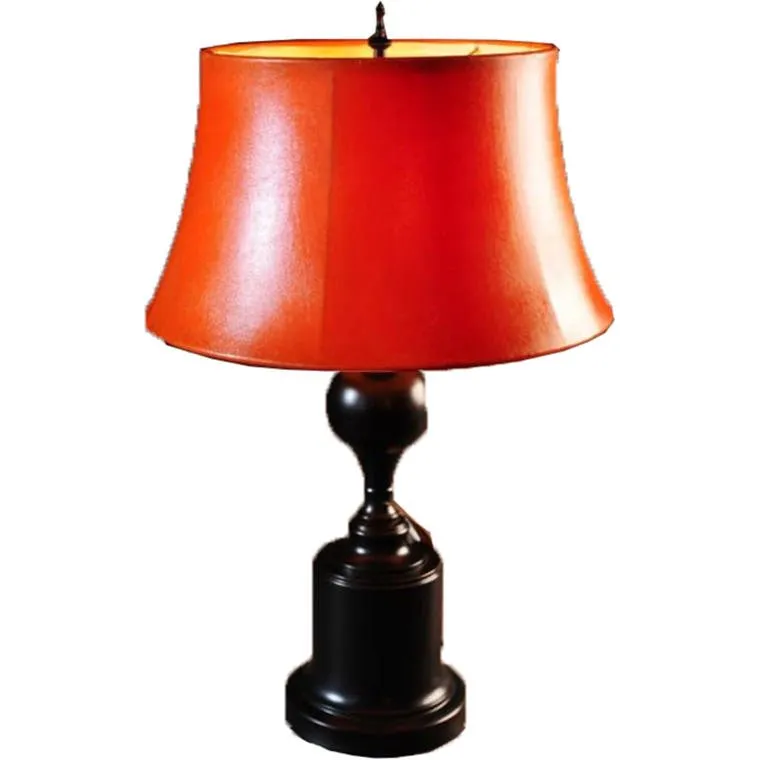 Lampa Stojąca (Metal) Z Pomarańczowym Abażurem - Czarna