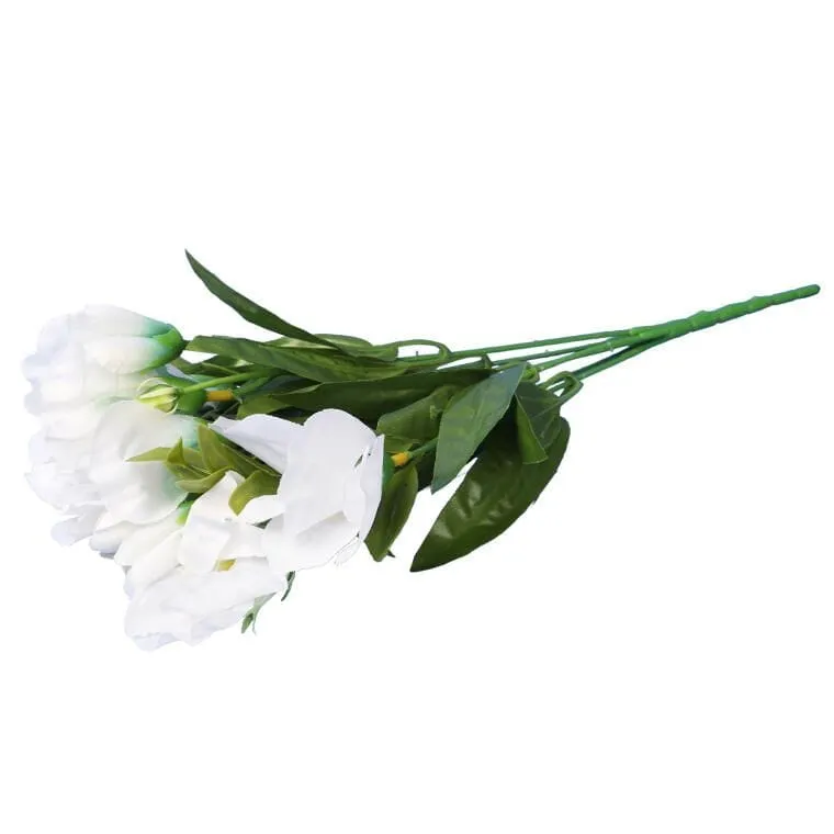 Bukiet Z 6 Białych Eustom Wysokości 36 cm - Dekoracja Do Zabudowy