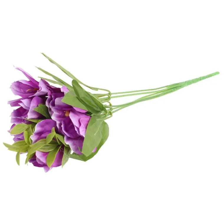 Sztuczny Kwiat Eustoma W Kolorze Fioletowym, Bukiet 6 Gałązek, 36 cm