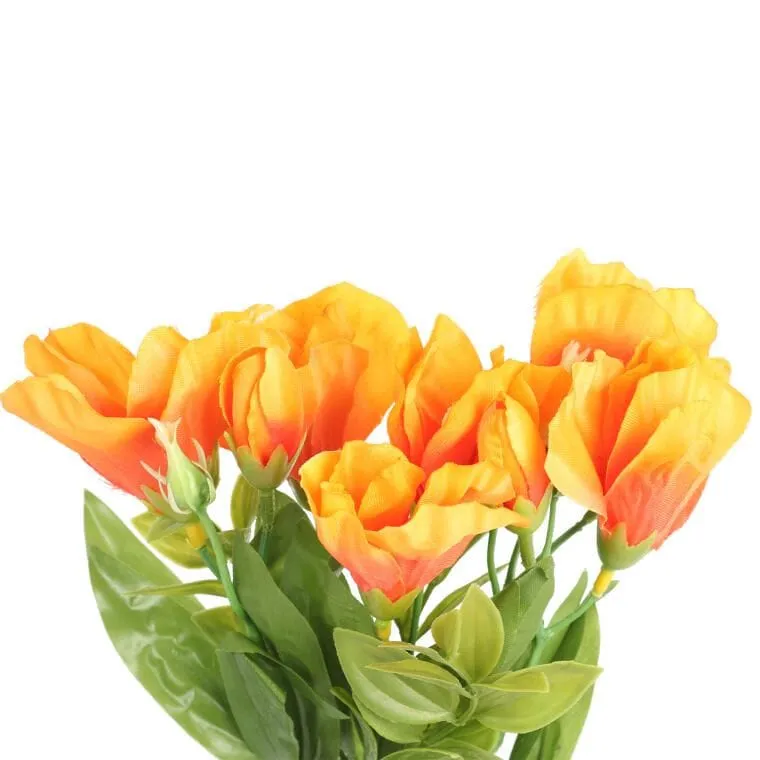 Eustoma Sztuczna W Bukiecie 6 Gałązek, Kolor Żółty, 36 cm