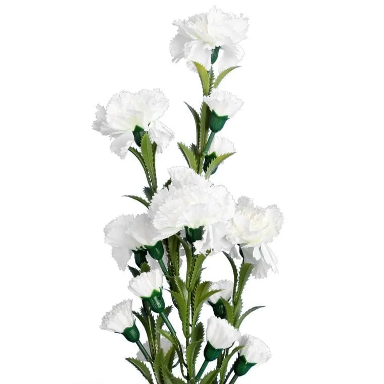 Gałązka Z Białymi Sztucznymi Goździkami - 15 Kwiatów, Wysokość 86 cm