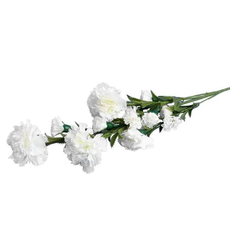 Gałązka Z Białymi Sztucznymi Goździkami - 15 Kwiatów, Wysokość 86 cm