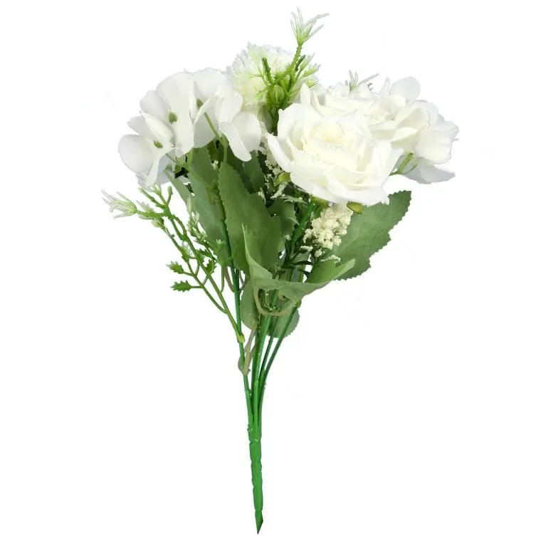 Bukiet 6 Kwiatów Mix Z Czosnkiem 32cm - Biały