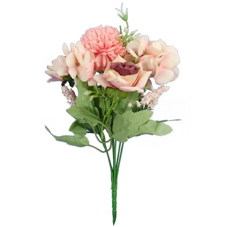 Bukiet 6 Kwiatów Mix Z Czosnkiem 32cm Łososiowy