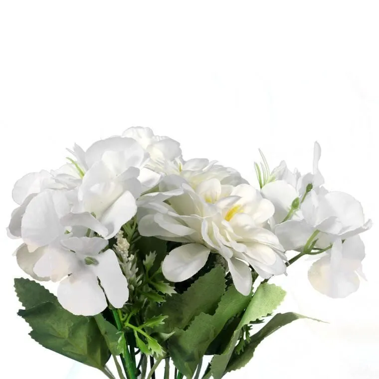 Bukiet Sztucznych Kwiatów 7 Elementów, 32 cm - Biały